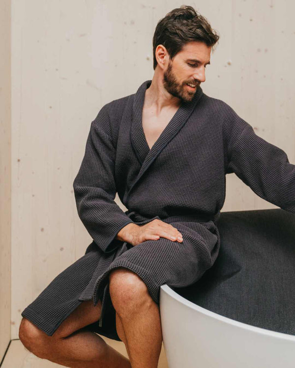 BADESOFA® Bademantel Waffelpiqué anthrazit